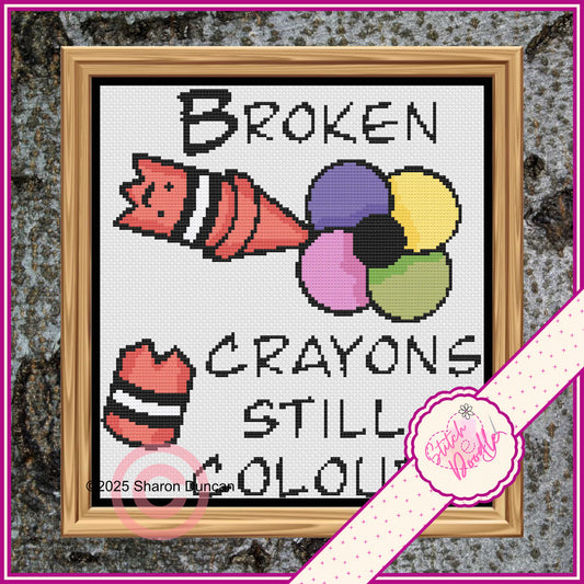 Cross Stitch Chart - Broken Crayons Still Colour - Digital Download