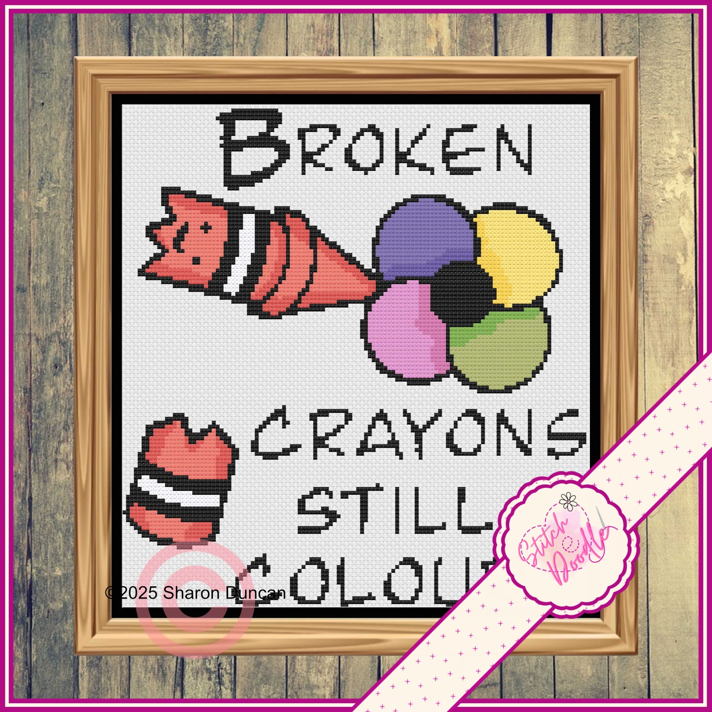 Cross Stitch Chart - Broken Crayons Still Colour - Digital Download