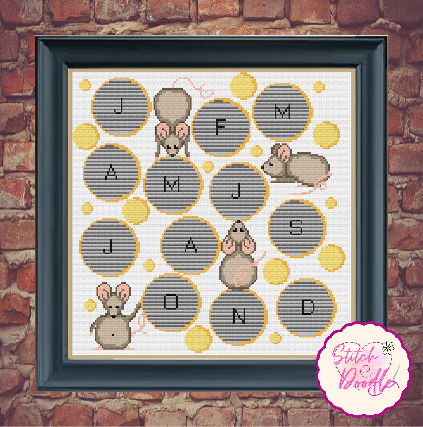 Cheesy Mouse Temperature Sampler 365 days of stitching - Digital Download