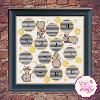 Cheesy Mouse Temperature Sampler 365 days of stitching - Digital Download