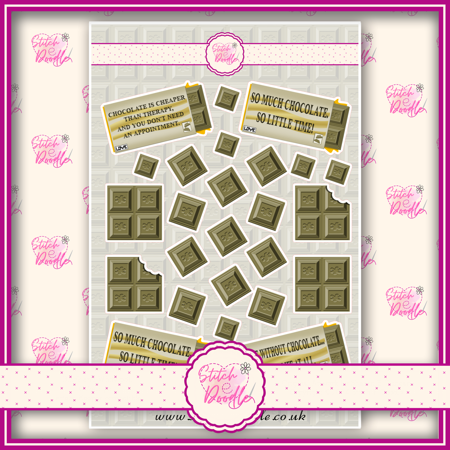 Sticker Sheet - Chocolate Bar - 26 stickers