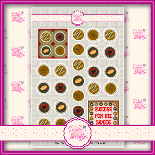 Sticker Sheet - Chocolate Box - 26 stickers