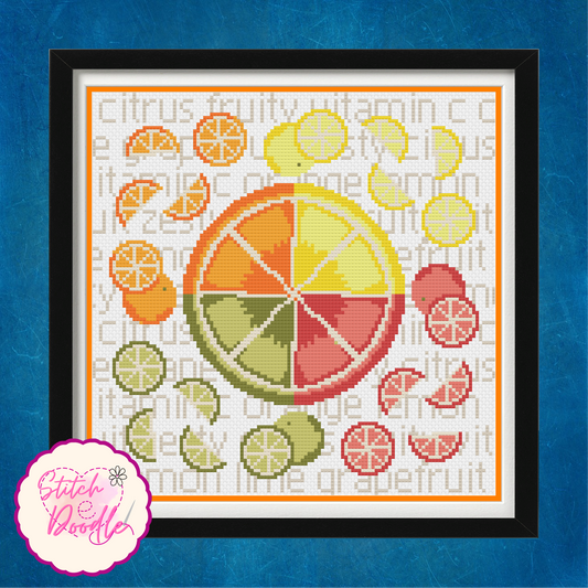 Cross Stitch Chart - Citrus Sampler - Digital Download