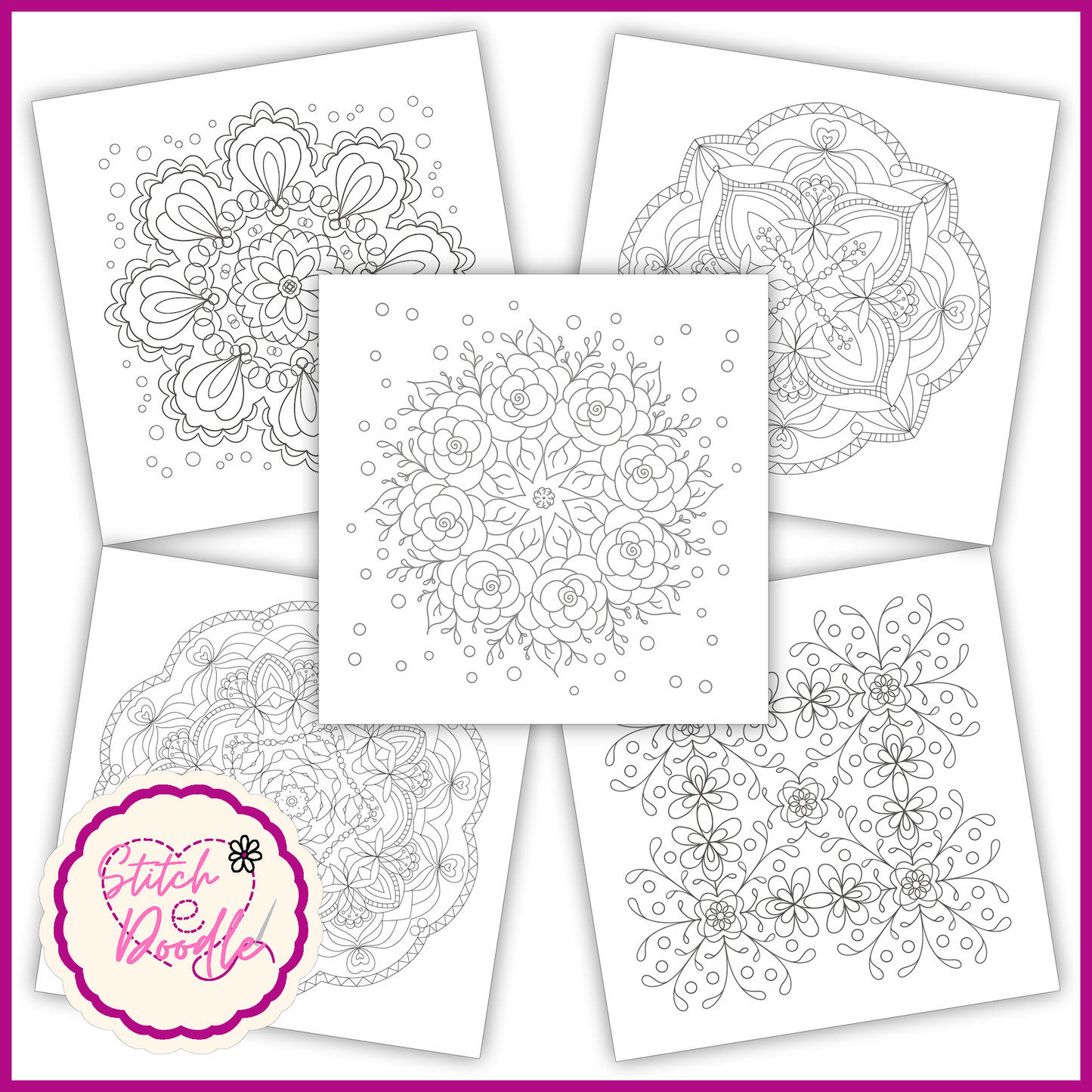 BUY ONE GET ONE HALF PRICE Mindful Mandalas and Nouveau Rose colouring books