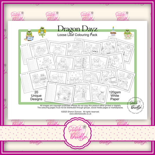 Colouring Book.  Digital Download.  Dragon Dayz.  20 exclusive designs