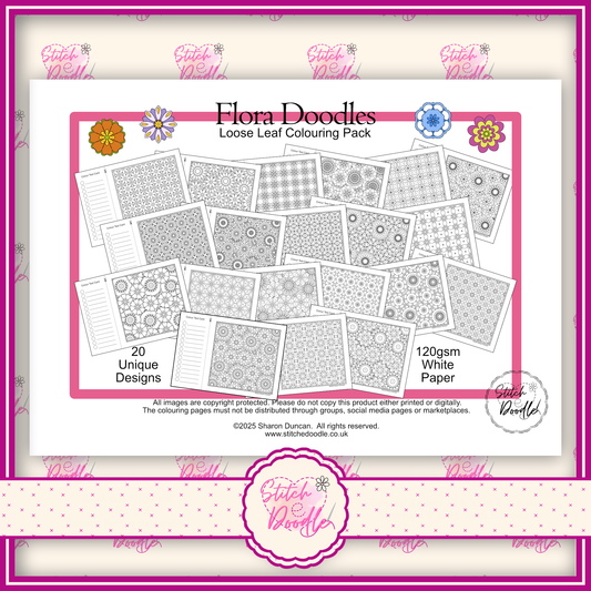 Colouring Book.  Digital Download.  Flora Doodles.  20 exclusive designs