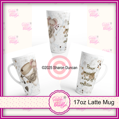 'Cup of Ambition' X-Large white 17oz Ceramic Latte Mug – Perfect start to your 9-5 day