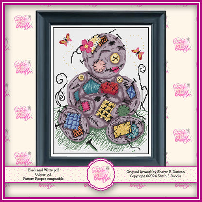 My Sweet Voodoo Cute Cross Stitch Chart.  PDF and Pattern Keeper.  DMC floss.  Includes printable tracker.  Instant Download.