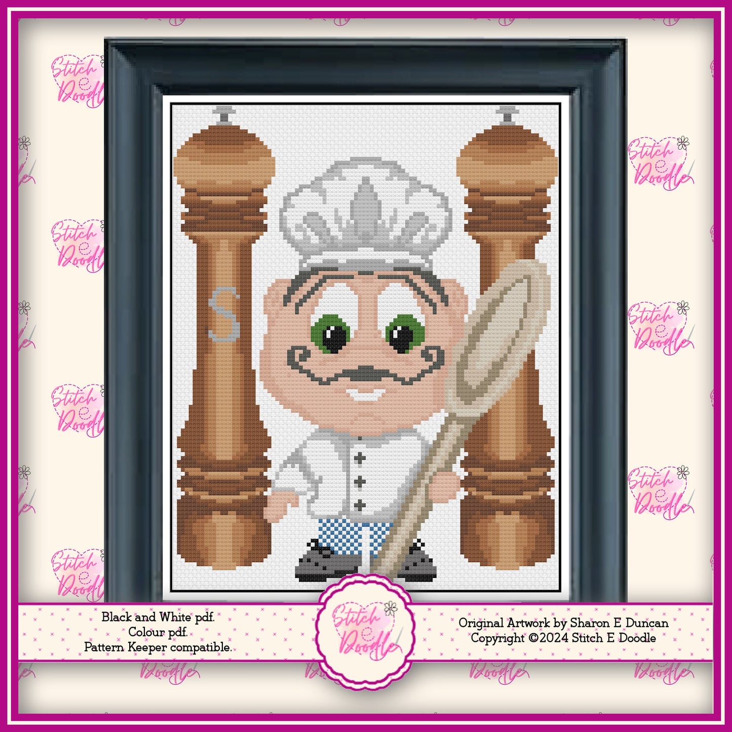 Dinky Dudes Little Chef Cross Stitch Chart.  PDF and Pattern Keeper.  DMC floss.  Includes printable tracker. Instant Download.