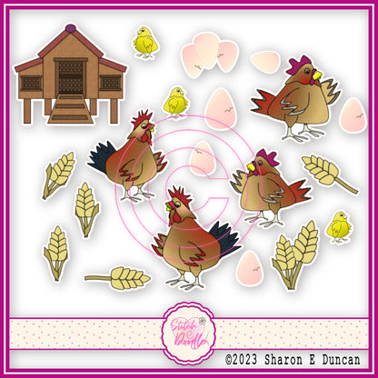 HEN HOUSE Glossy Vinyl Sticker Packs. 19 stickers per pack. Cute, Fun and Durable. Decorate journals, planners & more..