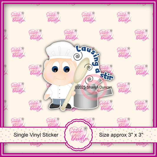 XL Single Sticker - Dinky Dudes Character Sticker - Causing a stir - Chef