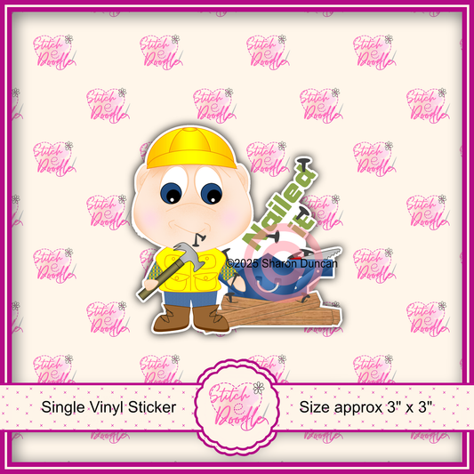 XL Single Sticker - Dinky Dudes Character Sticker - Nailed it - DIY