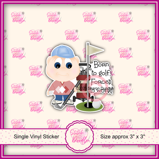XL Single Sticker - Dinky Dudes Character Sticker - Born to golf - Golfer