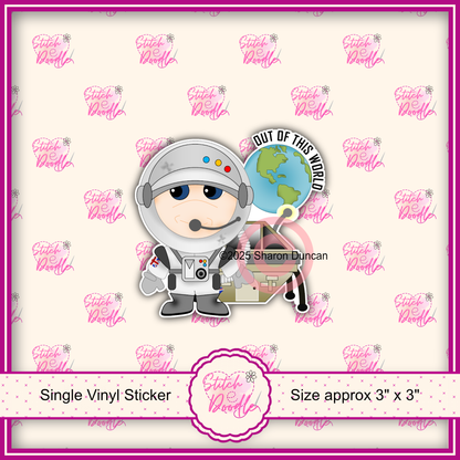 XL Single Sticker - Dinky Dudes Character Sticker - Out of this world - Spaceman