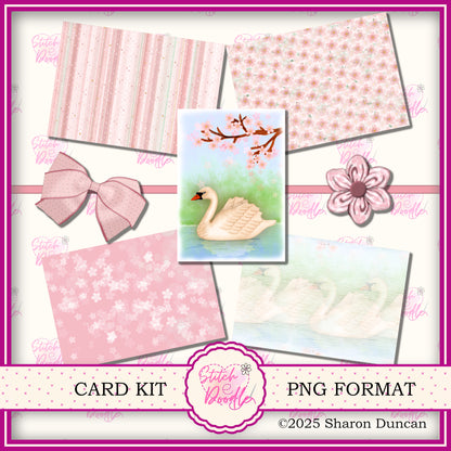 Swan Paper Craft Kit: 32 Piece Card Making Kit (Digital Download)