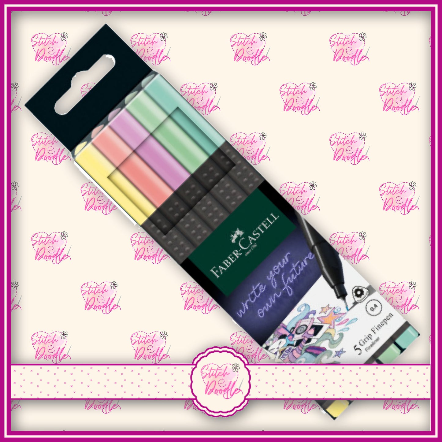 Faber-Castell Fineliner Pen Set - 5 pens - Pastel Colours