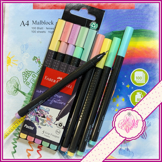 Faber-Castell Fineliner Pen Set - 5 pens - Pastel Colours
