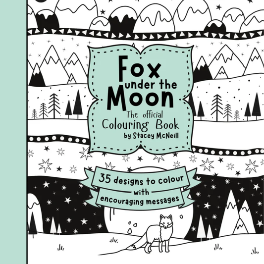 Colouring Book.   Fox Under The Moon for all ages.  35 mindful designs