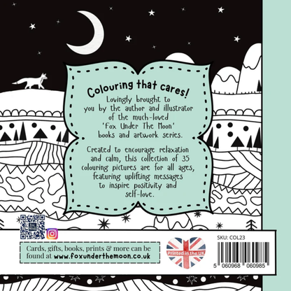 Colouring Book.   Fox Under The Moon for all ages.  35 mindful designs