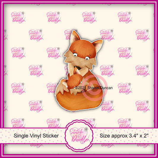 XL Single Sticker - Mum and baby fox