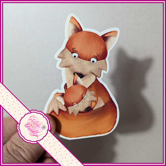 XL Single Sticker - Mum and baby fox
