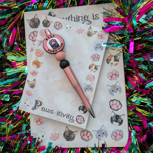 Gift Set - Toe Beans Notepad and Beaded Pen - SAVE 22%