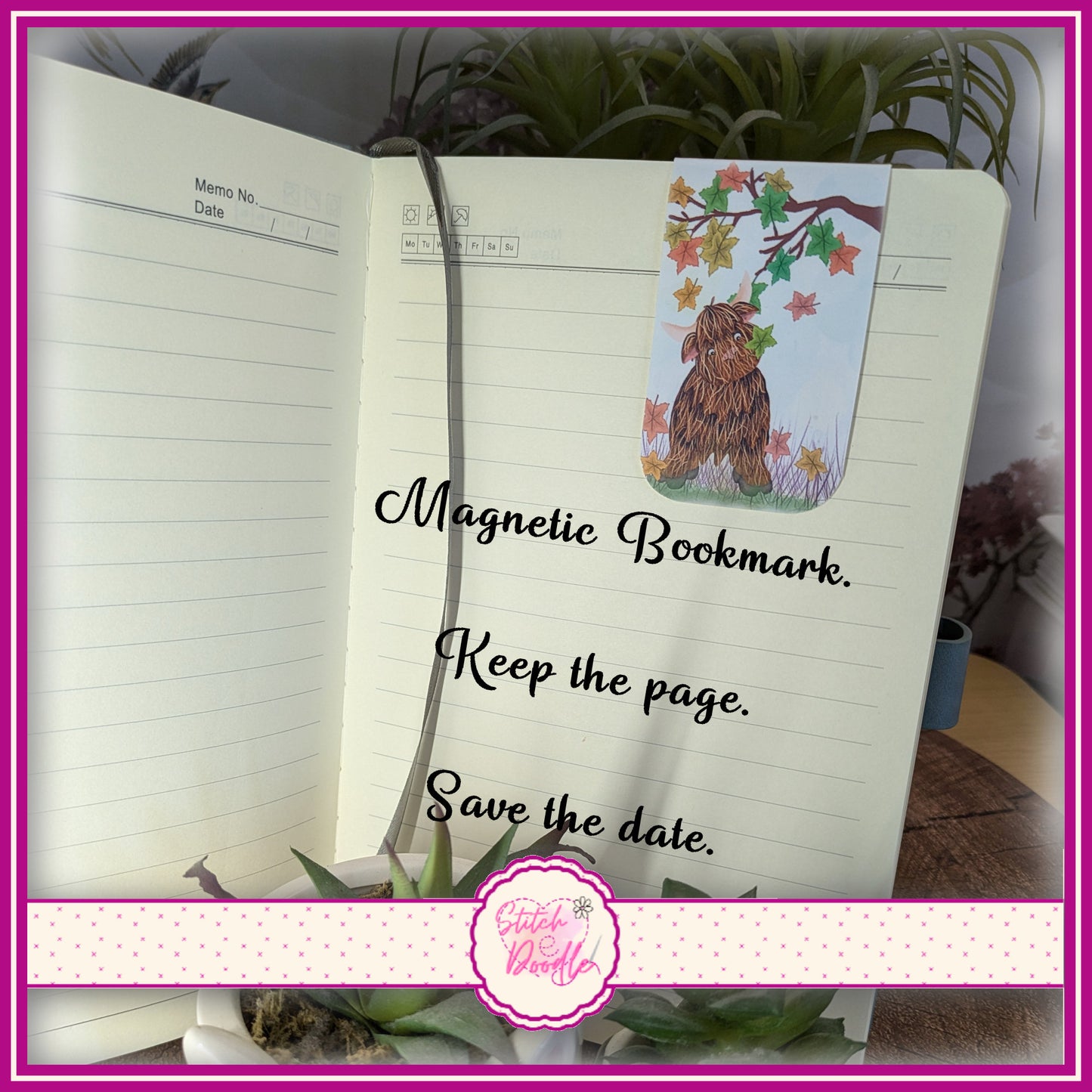 Magnetic Bookmark - Large magnet - Hamish in Autumn Leaves