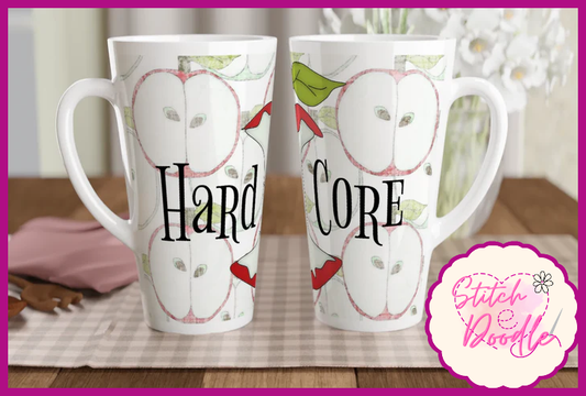 'Hard Core' X-Large White 17oz Ceramic Latte Mug – Ideal for 'hard core' coffee lovers