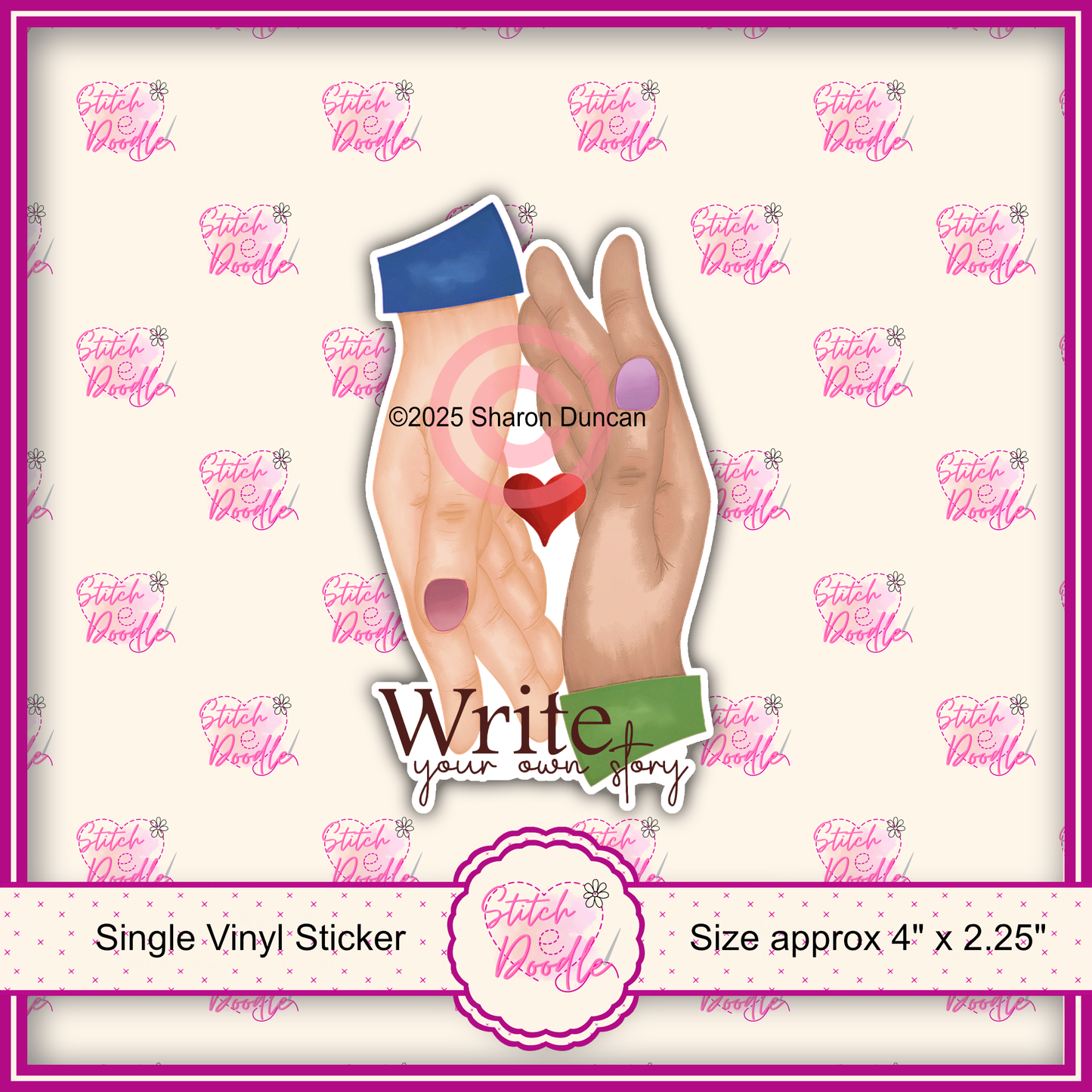XL Single Sticker - Holding on Inspirational Sticker - Hands and Heart