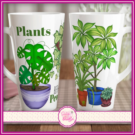 Plants Before People - Large White Latte 17oz Ceramic Mug - Houseplant Lover