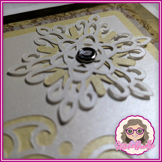 Warm Hugs in Gold Handmade Christmas Card with embellishments - Large 7" x 7" card and envelope