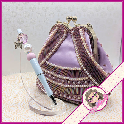 Lavendar Wings Handmade Beaded Pen with Charm - Ideal Gift