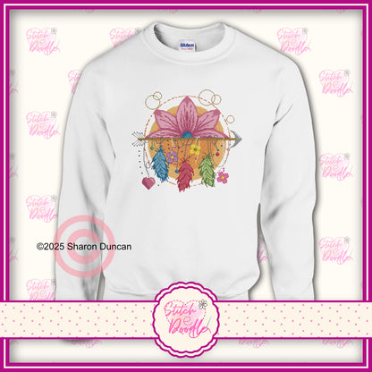 Lotus Dreamcatcher cross stitch effect motif -  Classic Unisex Crewneck Sweatshirt.  50/50 Cotton/Polyester