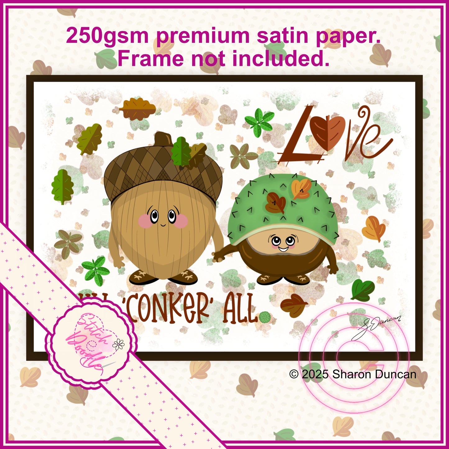 A4 Adorable Art Print - Love Will Conker All - The Nutty Nook Collection
