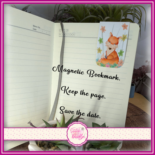 Autumn Fox in falling leaves - Magnetic Bookmark.