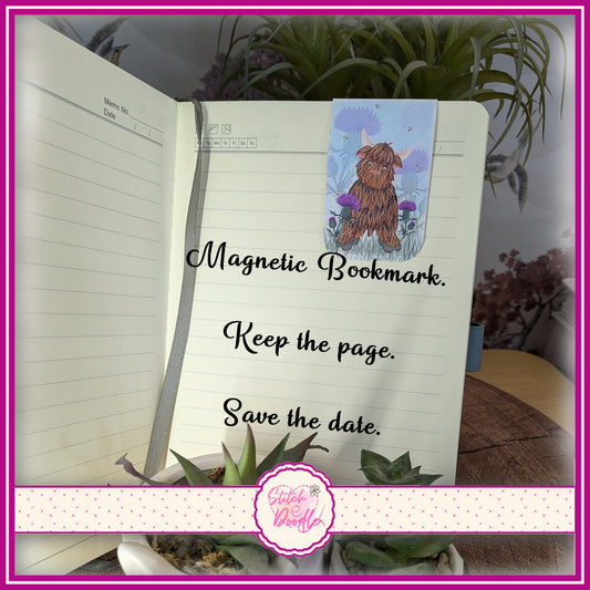 Highland Hamish in Thistles Magnetic Bookmark.