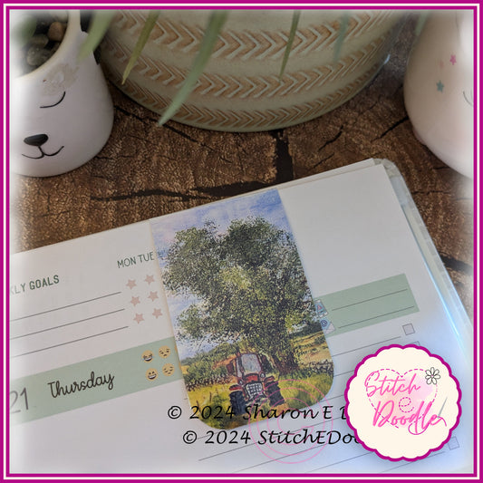 Little Red Tractor Magnetic Bookmarks.  Original Painting by Ken Duncan