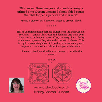 BUY ONE GET ONE HALF PRICE Mindful Mandalas and Nouveau Rose colouring books