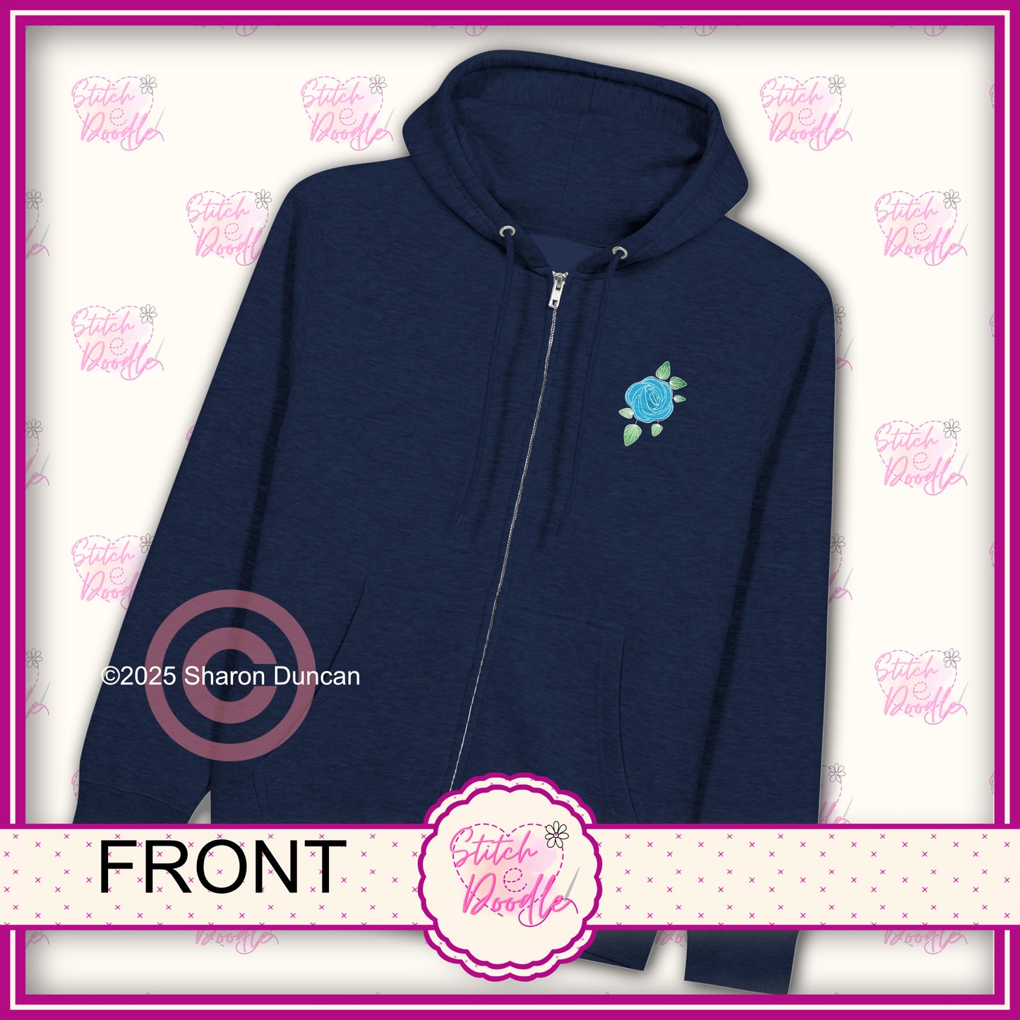 Be Your Own Kind of Beautiful - Back and Front Print - Premium Unisex Zip Hoodie Navy