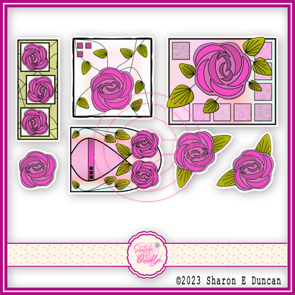 Nouveau Rose Pink Glossy Vinyl Sticker Packs. 7 stickers per pack. Cute, Cuddly and Durable. Decorate journals, planners & more.