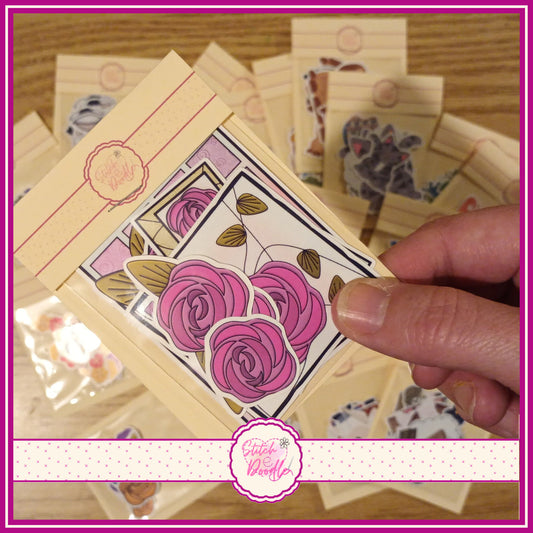 Nouveau Rose Pink Glossy Vinyl Sticker Packs. 7 stickers per pack. Cute, Cuddly and Durable. Decorate journals, planners & more.