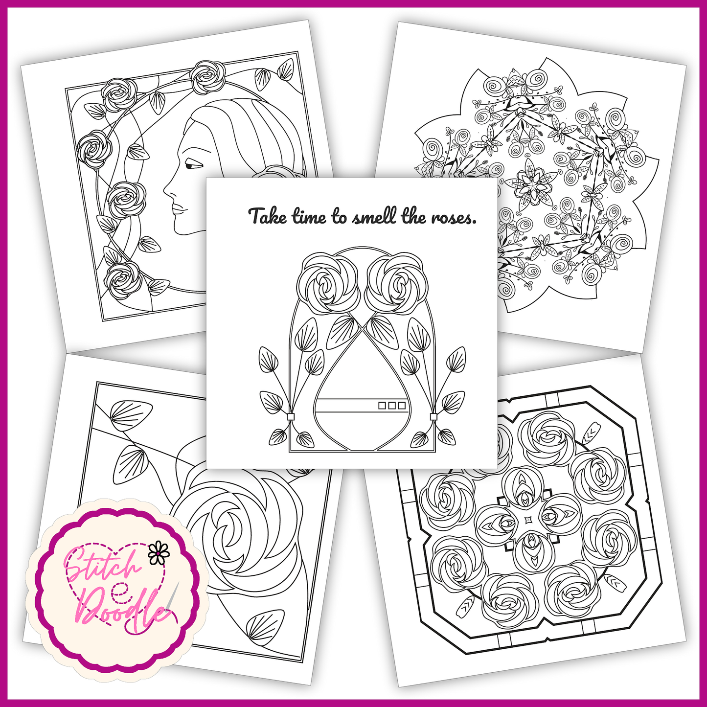 BUY ONE GET ONE HALF PRICE Mindful Mandalas and Nouveau Rose colouring books