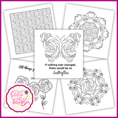 BUY ONE GET ONE HALF PRICE Mindful Mandalas and Nouveau Rose colouring books