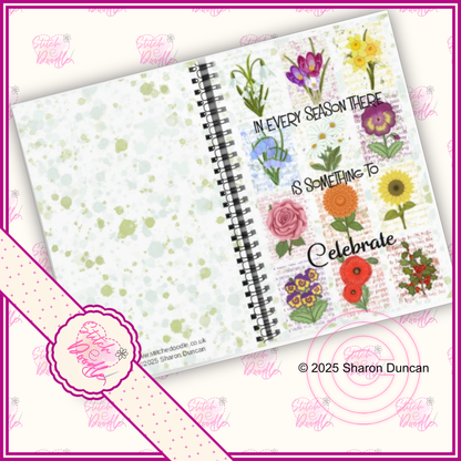 Gift Set - Paintbox Petals - A5 Notebook, Beaded Pen and Bookmark.