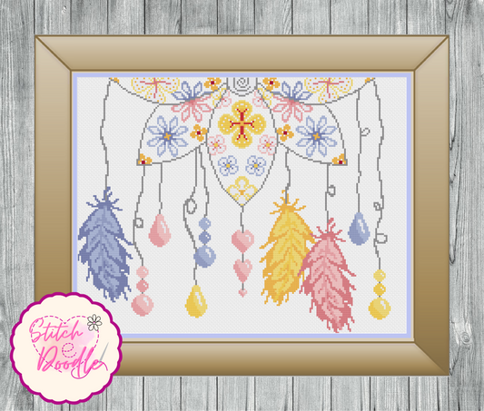 Cross Stitch Chart - Pastel Dreamcatcher - Digital Download