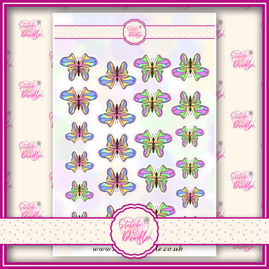 Sticker Sheet - Pastel Butterflies - 22 stickers