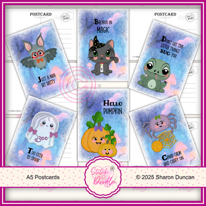 A5 Art Print/Postcard 6 Piece Collection - Too Cute To Spook - set 1