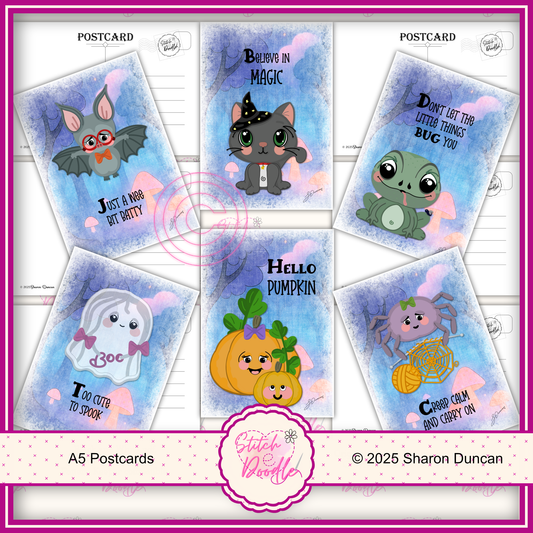 A5 Art Print/Postcard 6 Piece Collection - Too Cute To Spook - set 1