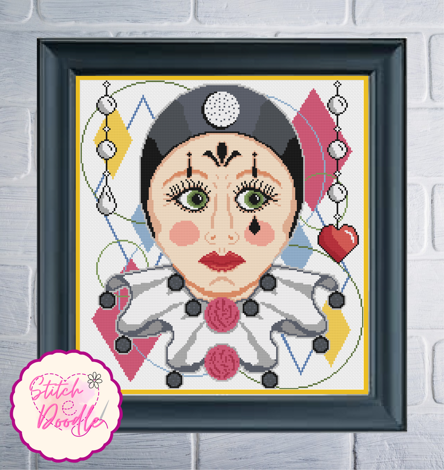 Colourful Pierrot Style Clown - Digital Download PDF and Patternkeeper