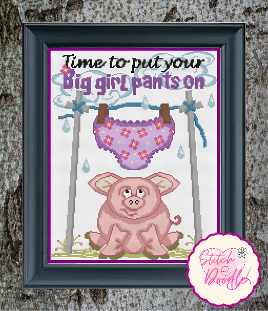Cross Stitch Chart - Big Girl Pants - Digital Download